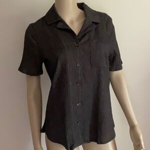 Denim & Company Crinkle Gauze ShortSleeve Button Down Top